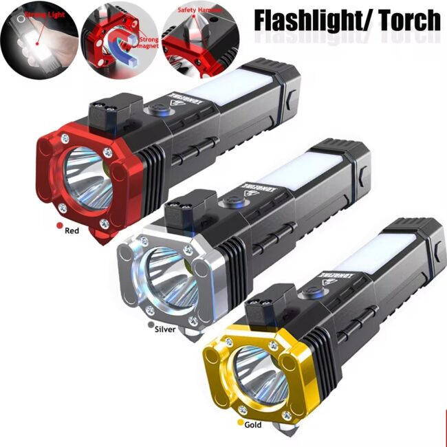 4 Mode LED Torch With Side Light – Rechargeable Emergency Flashlight 4 Mode LED Torch With Side Light Rechargeable Flashlight