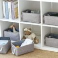 Gray fabric storage organizer