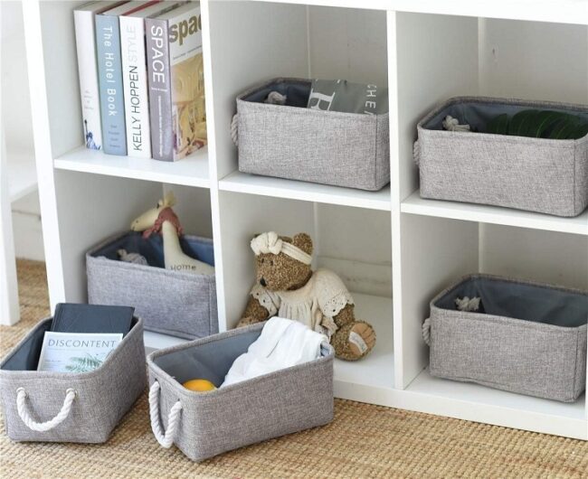Gray fabric storage organizer
