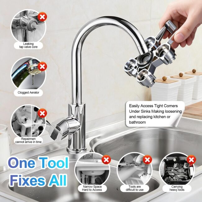 faucet-repair-tool-kitchen Multi-functional faucet repair wrench for sink and plumbing work