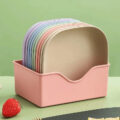 10 Pcs Plastic Serving Plates Set with Holder