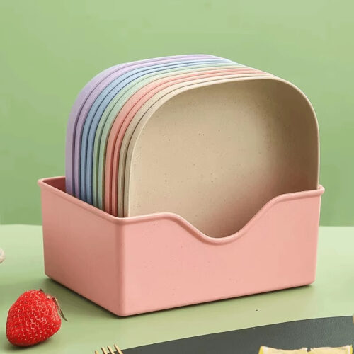 10 Pcs Plastic Serving Plates Set with Holder