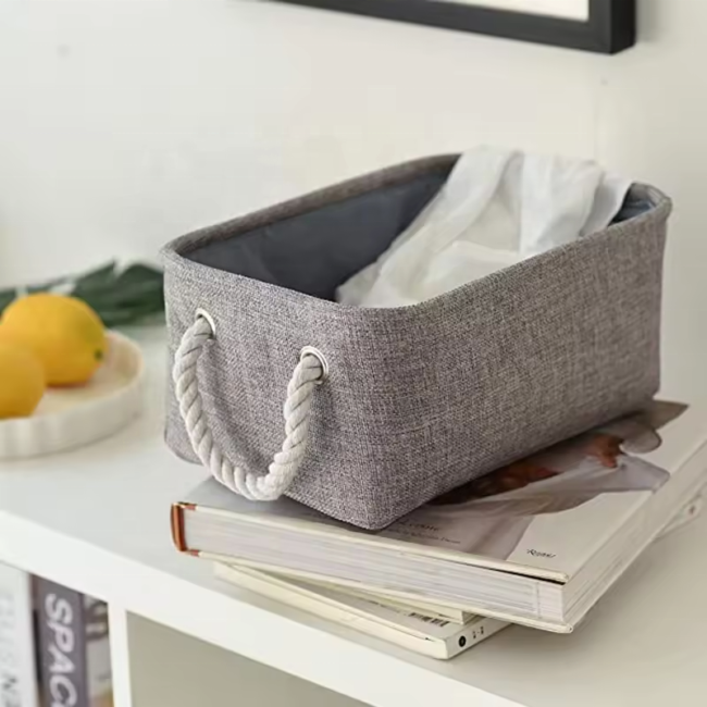 Linen fabric organizer basket