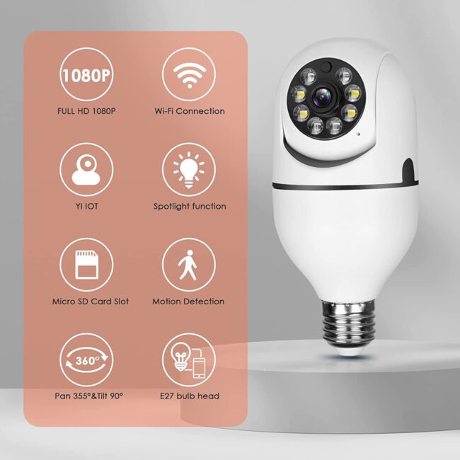 A6 WiFi Smart Bulb Security Camera 1080P